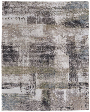 Feizy Rugs Skyview Abstract Distressed Gradient Area Rug - Plush Polypropylene Frieze Yarn For Modern Decor Gray,Taupe,Ivory Polypropylene Skv39q9fivygrne70