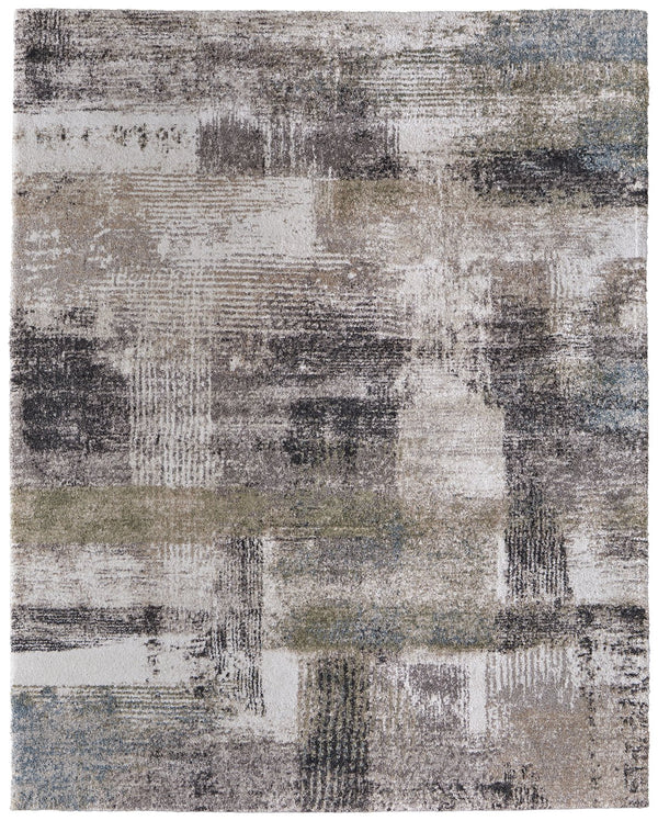Feizy Rugs Skyview Abstract Distressed Gradient Area Rug - Plush Polypropylene Frieze Yarn For Modern Decor Gray,Taupe,Ivory Polypropylene Skv39q9fivygrne70