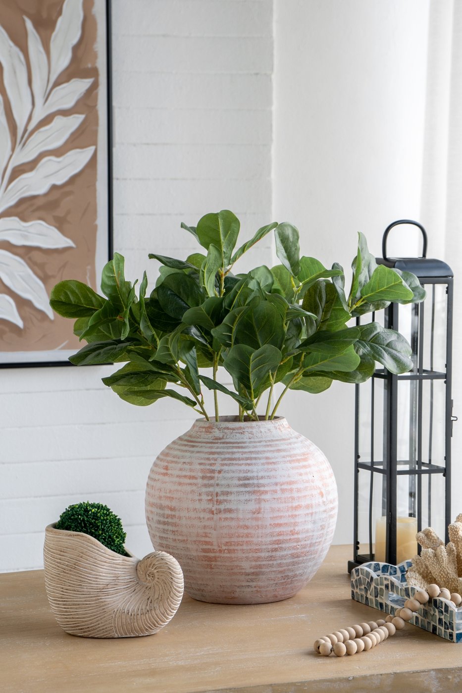 English Elm 8.5x5.5x6.3" Sand and Cement Nautilus Shell Planter, Textured Beige Coastal Decor for Succulents and Herbs W2078P334177