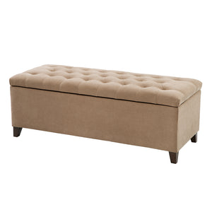 JLA Home Madison Park - Tufted Upholstered Storage Bench with Button-Tufted Padded Top, Solid Wood Legs, Quiet Spring Hinges Sand FPF18-0142