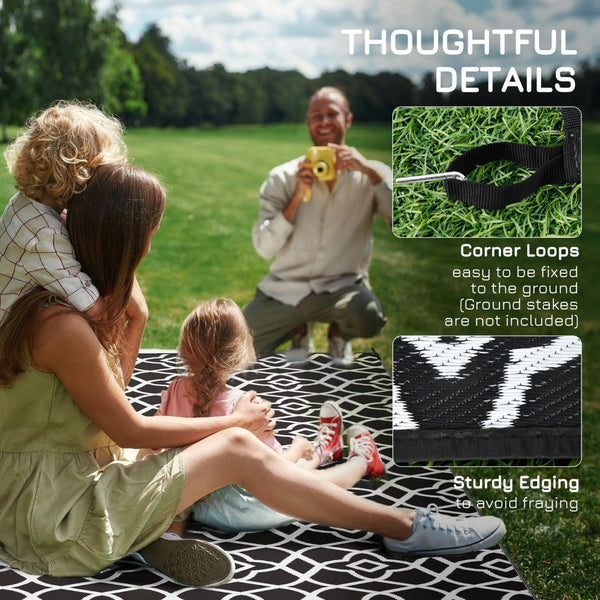 English Elm Outsunny Reversible Polypropylene Outdoor Rug Waterproof Portable Mat with Carry Bag W2225P175543