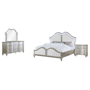 English Elm Evangeline Silver Oak 4-Piece Queen Bedroom Set - Luxurious Modern Glam Retreat With Storage Solutions B062S01184