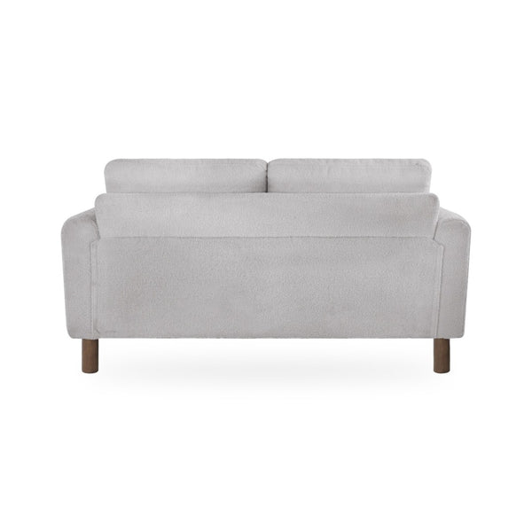 English Elm Comfy Mid-century Modern Loveseat with Walnut Legs Teddy Fabric 2-seat Small Space Sofa Grey W2308P463604