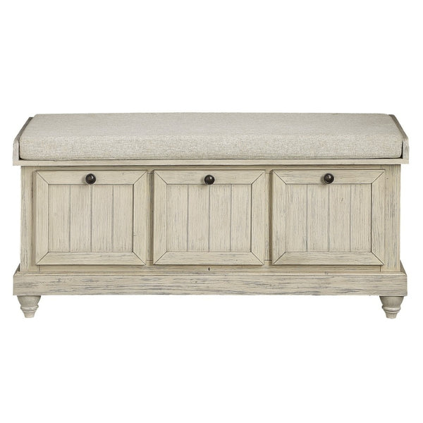 English Elm Wali Farmhouse Storage Bench with Lift Top Cushioned Seat for Entryway Bedroom B056P417050