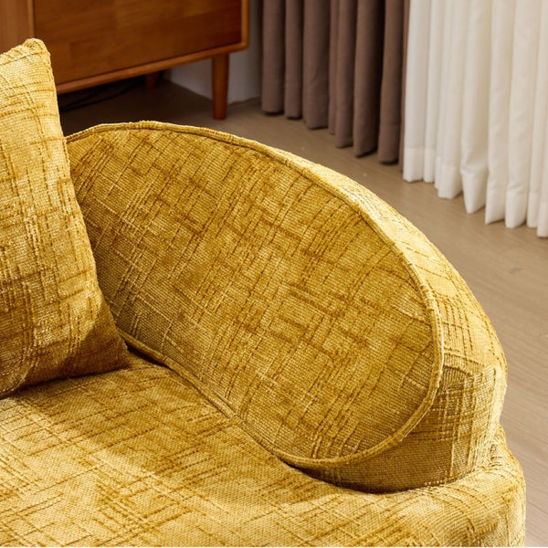 English Elm Yellow Chenille L-Shaped Sofa – Stylish, Space-Saving Comfort With 4 Throw Pillows For Any Room W3612S00019-GIGA