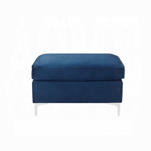English Elm Jaszira Blue Velvet Ottoman Modular Sofa Sectional Accent Piece – Plush D28 Foam, Pine & Metal Legs, Stylish Comfort B2726P371318