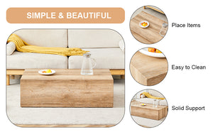 English Elm Elevate Minimalist Mdf Coffee Table - Modern Light Wood Finish With White Pattern Design For Living Room W1151P187998