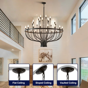 English Elm Industrial Matte Black 33-arm Candelabra Chandelier Large Dining Room Statement Fixture W2991P406724