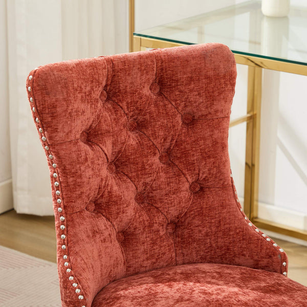 English Elm A&A Tufted Chenille Office Chair with Gold Chrome Base, Plush High-Rebound Cushion for Comfort Orange W1143P366776