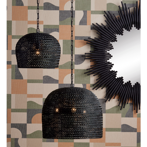 Piero Black Chandelier - Elegant Satin Finish, Textured Iron Design for Bohemian Home Décor Style