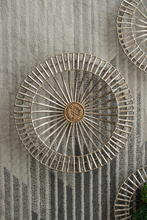 English Elm Set of 3 Jennings Metal Discs Decorative Wall Shields with Floral Medallion Center for Mantel Decor W2078P318076