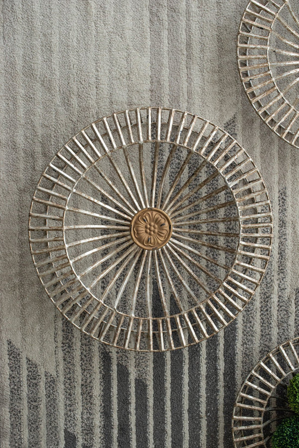 English Elm Set of 3 Jennings Metal Discs Decorative Wall Shields with Floral Medallion Center for Mantel Decor W2078P318076