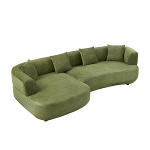 English Elm 110.63 Inch Quilted Polyester Curved Sectional Sofa Four Seat Modular Living Room Couch W2582S00187