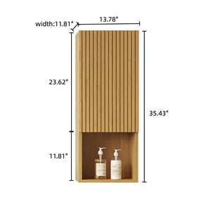 English Elm MITCH 35" Tall Wall Cabinet Corolla Oak Grain — Narrow Waterproof Storage with Soft-Close Door & Shelves W2615P279684