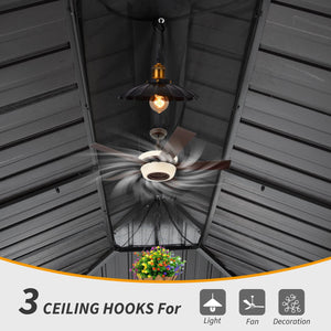 English Elm 14' X 20' Hardtop Gazebo – Stylish Metal Canopy With Drainage System, Privacy Curtains & Insect Netting W1859S00151