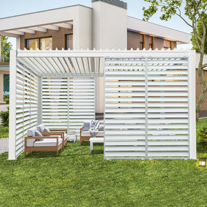 English Elm Outdoor Louvered Pergola Accessories Aluminum Screens for Durable Weather-Resistant Shading & Privacy White W1859P321939