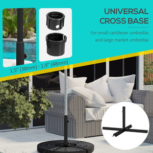 English Elm Outsunny Heavy-Duty Cross Brace Umbrella Stand For Stability & Style, Fits 1.5"-1.9" Poles, Black W2225P229167-GIGA