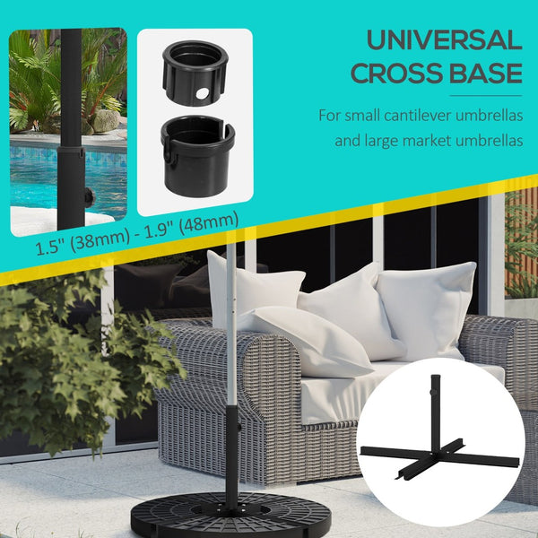 English Elm Outsunny Heavy-Duty Cross Brace Umbrella Stand For Stability & Style, Fits 1.5"-1.9" Poles, Black W2225P229167-GIGA