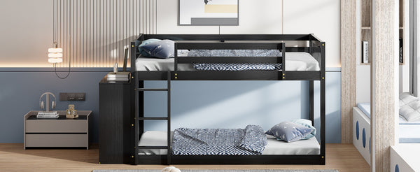 English Elm Full Over Bunk Bed with Four Drawers Three Shelves Pine and Mdf Kids Frame Espresso LT000267AAP-1
