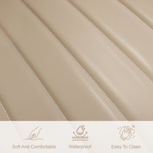 English Elm Khaki Pu Leather Armless Dining Chairs Set Of 4 With Metal Legs – Modern Wave Pattern & Comfort T3967P383850