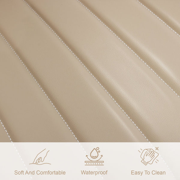 English Elm Khaki Pu Leather Armless Dining Chairs Set Of 4 With Metal Legs – Modern Wave Pattern & Comfort T3967P383850