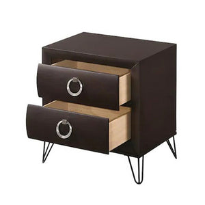 English Elm 2 Drawer Nightstand Curved Front Dovetail Joinery Iron Legs Felt Lined Bedroom B016P256424