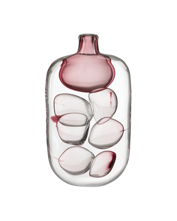 Currey & Company Vicolino Medium Vase - Handcrafted Clear & Purple Glass With Organic Bubbles For Stunning Decor Pink Glass 1200-1017-currey-company