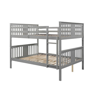 English Elm Full Over Bunk Bed Solid Pine Frame White Finish Converts to Two Beds LT000203AAE-1
