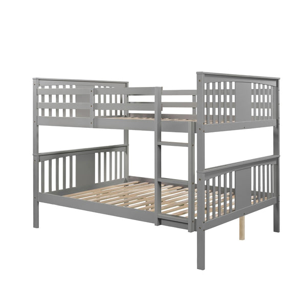 English Elm Full Over Bunk Bed Solid Pine Frame White Finish Converts to Two Beds LT000203AAE-1