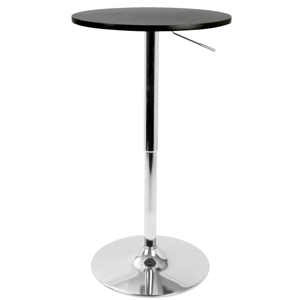 English Elm Adjustable Contemporary Bar Table with Hydraulic Height Lift, Wooden Top & Chrome Base for Stylish Entertaining Black B202P223290