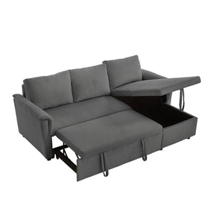 English Elm Loveseat Sectional Sleeper Sofa with Corduroy Tufted Upholstery Storage Chaise Reclining W2186S00012
