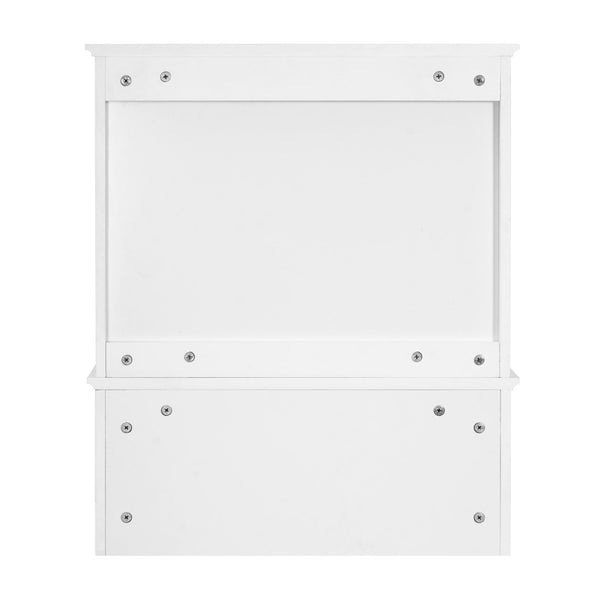 English Elm 4-in-1 Wall Mounted Bathroom Cabinet with Mirror Drawers and Towel Hooks Vanity White N710P405416K
