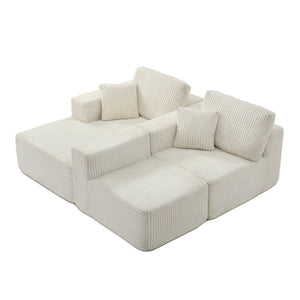 English Elm 109'' Modular Cloud Sectional Corduroy Couch Deep Seat L-shape for Living Room W1117S00311