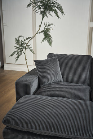 English Elm Modern U Shaped 6-Seat Sectional Sofa with Ottoman and 3 Toss Pillows, Corduroy Modular Comfort and Durable Frame Grey W2363S00041