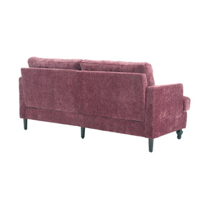 English Elm Mid Century Modern chenille loveseat with solid wood frame, detachable cushions, breathable fabric couch WINE RED W395P151897