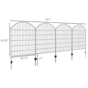 English Elm Outsunny Steel Garden Fence Panels Set of 4 Arched Vine Powder Coated Yard Border W2225P174527