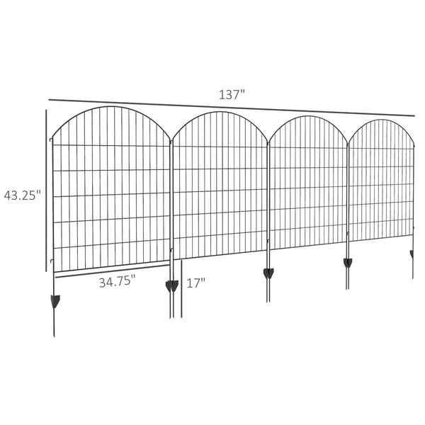 English Elm Outsunny Steel Garden Fence Panels Set of 4 Arched Vine Powder Coated Yard Border W2225P174527
