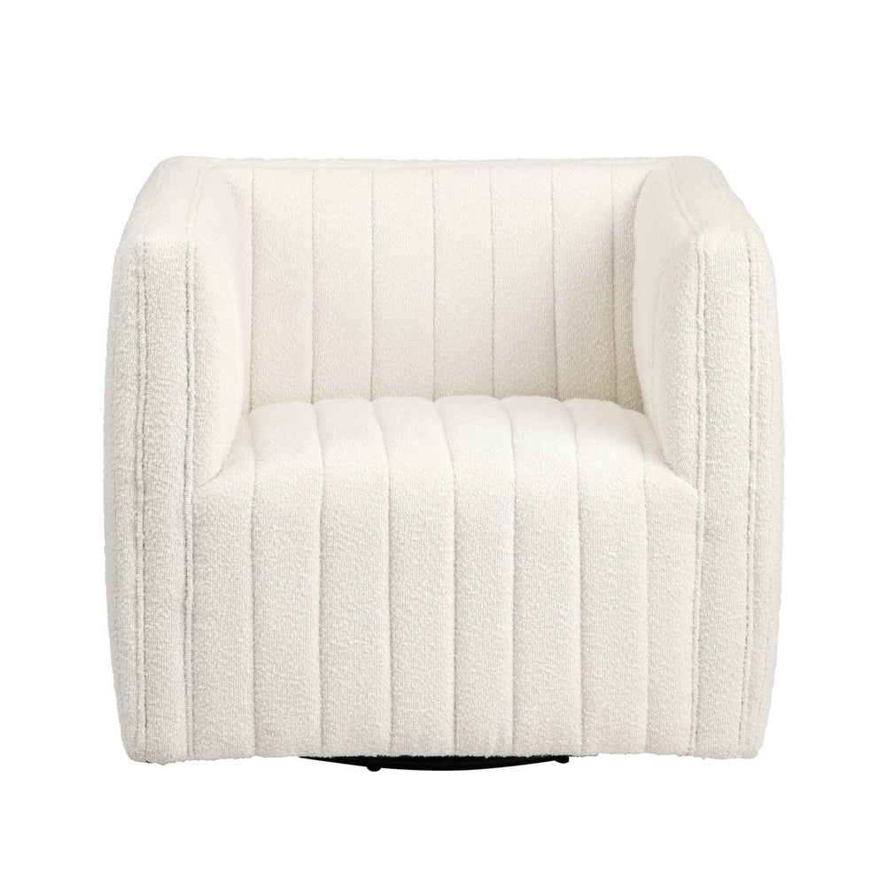 Crestview Collection Transitional White Accent Chair - Modern Boucle Upholstery, Plush Comfort & Durable Iron Base White Polyester Cvfzr6160