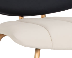 Sunpan Lorelei Counter Stool - Chic Channel Tufted Faux Leather Seat with Elegant Gold Stainless Steel Frame Dillon Cream / Dillon Black