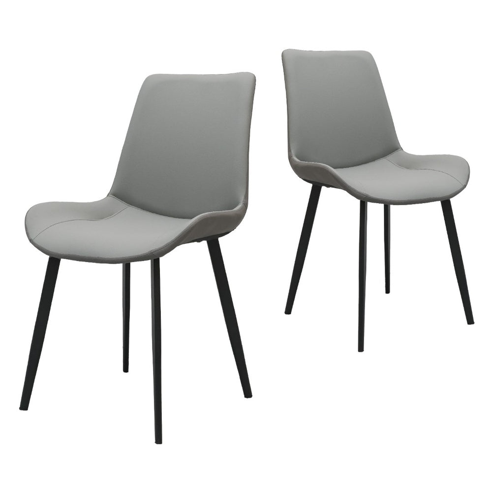 English Elm Green Pu Leather Upholstered Dining Chair Set with Metal Legs for Modern Interiors Light Grey T3967P421214