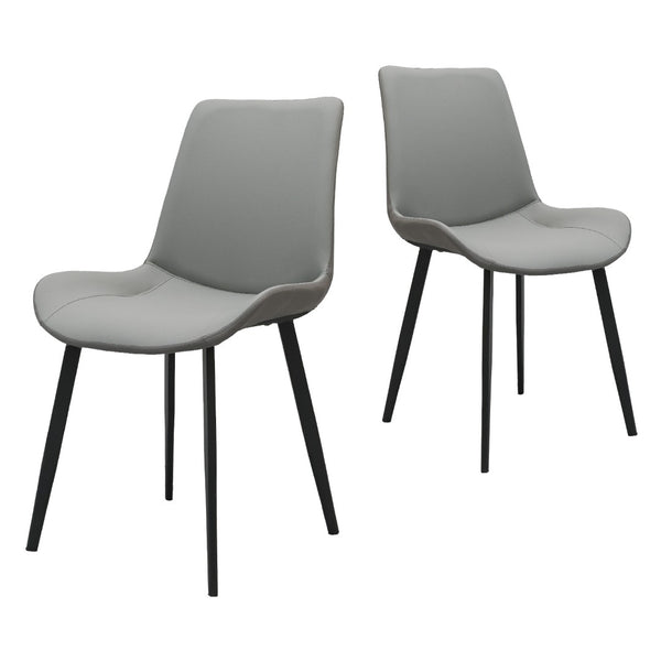 English Elm Green Pu Leather Upholstered Dining Chair Set with Metal Legs for Modern Interiors Light Grey T3967P421214