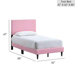 English Elm Baron Full Bed Frame with Faux Leather Upholstery, Slat Support, Adjustable Headboard Height, Fits 7–13" Pink 26.37 L x 45.47 W x 7.48 H B078P380177