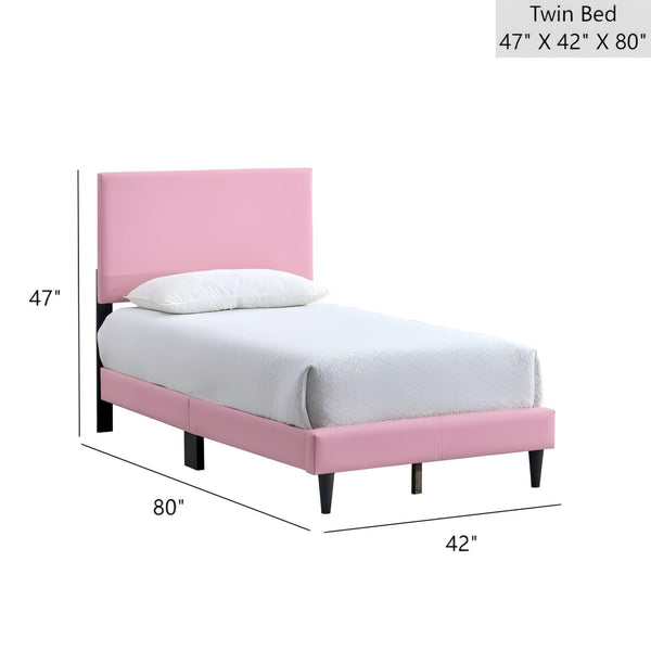 English Elm Baron Full Bed Frame with Faux Leather Upholstery, Slat Support, Adjustable Headboard Height, Fits 7–13" Pink 26.37 L x 45.47 W x 7.48 H B078P380177