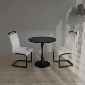 English Elm 31.5" Modern Black Tulip Dining Table Set With 2 White Chairs - Perfect For Small Spaces & Comfort W2189S00637