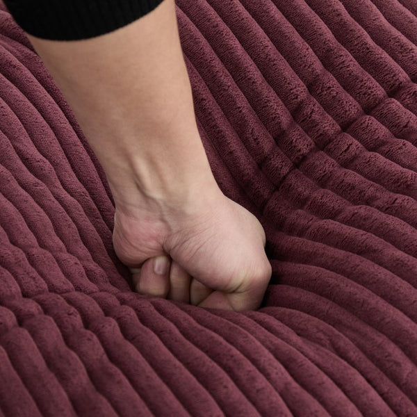 English Elm Big Corduroy Lounger Bean Bag with Ottoman Memory Foam Fill for Living Room Wine Red W395P435354