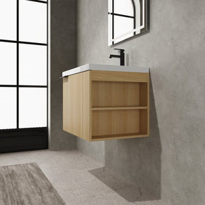 English Elm 24" Bathroom Vanity Sink Combo - Modern Oak Cabinet Set With Ample Storage & Soft-Close Doors W1972P204941