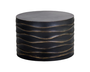 Sunpan Corey Round Coffee Table - Handcrafted Concrete with Brass Accents for Stylish Indoor & Outdoor Spaces Small - 23.5W x 23.5D x 16H