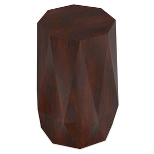 English Elm Kurt Solid Acacia Wood Geometric Side Table Sculptural Octagonal Design for Modern Interiors Walnut Brown B136P419893