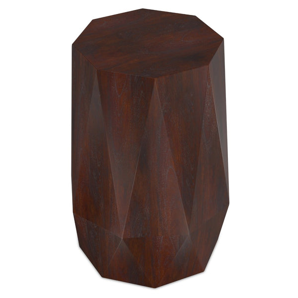 English Elm Kurt Solid Acacia Wood Geometric Side Table Sculptural Octagonal Design for Modern Interiors Walnut Brown B136P419893