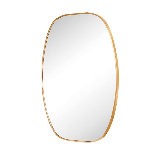 English Elm 24x36 Matte Metal Framed Oval Wall Mirror with Hd Glass for Bath or Entryway Gold W2203P474695